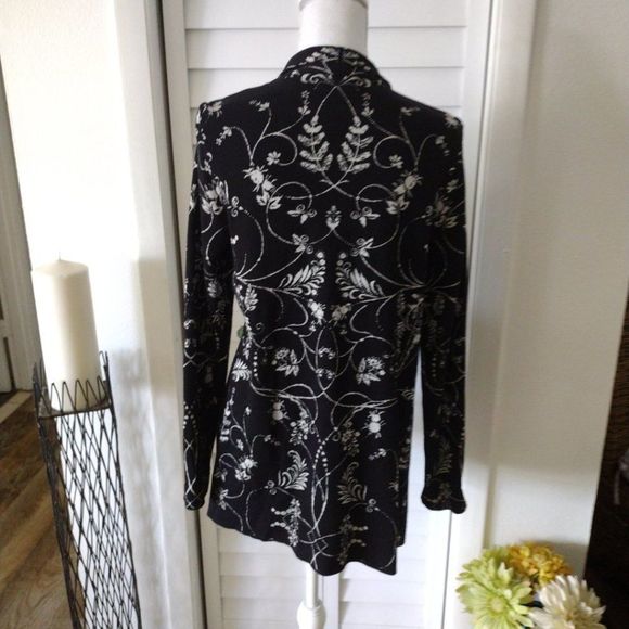 Charter CLUB jacquard floral open-front cardigan Sz. L - Picture 6 of 10